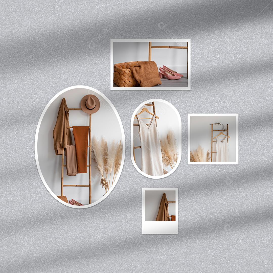 Mockup de Fotos em Papel PSD Editável