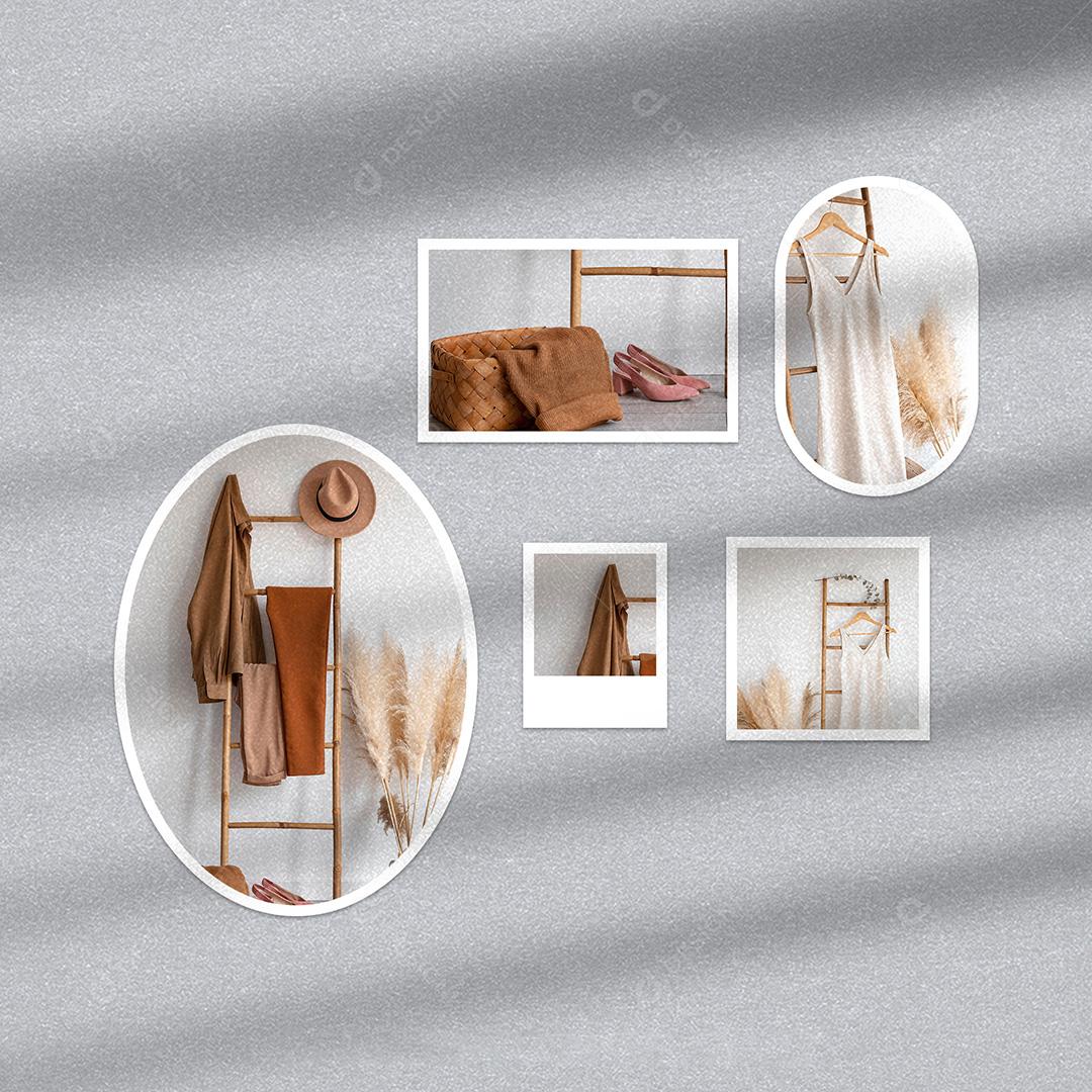 Mockup de Fotos em Papel PSD Editável