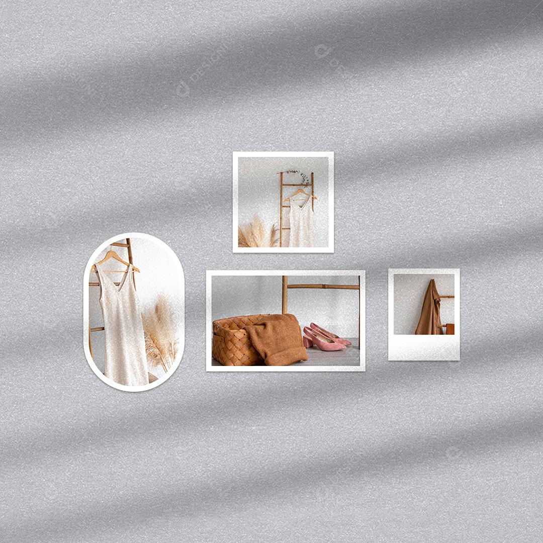 Mockup de Fotos em Papel PSD Editável