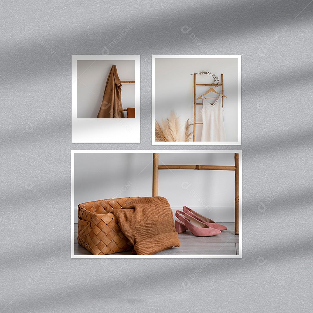 Mockup de Fotos em Papel PSD Editável