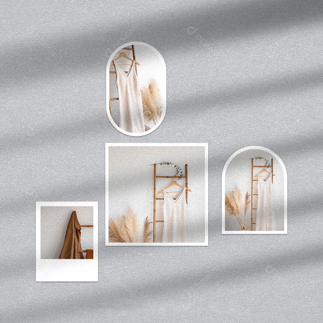 Mockup de Fotos em Papel PSD Editável