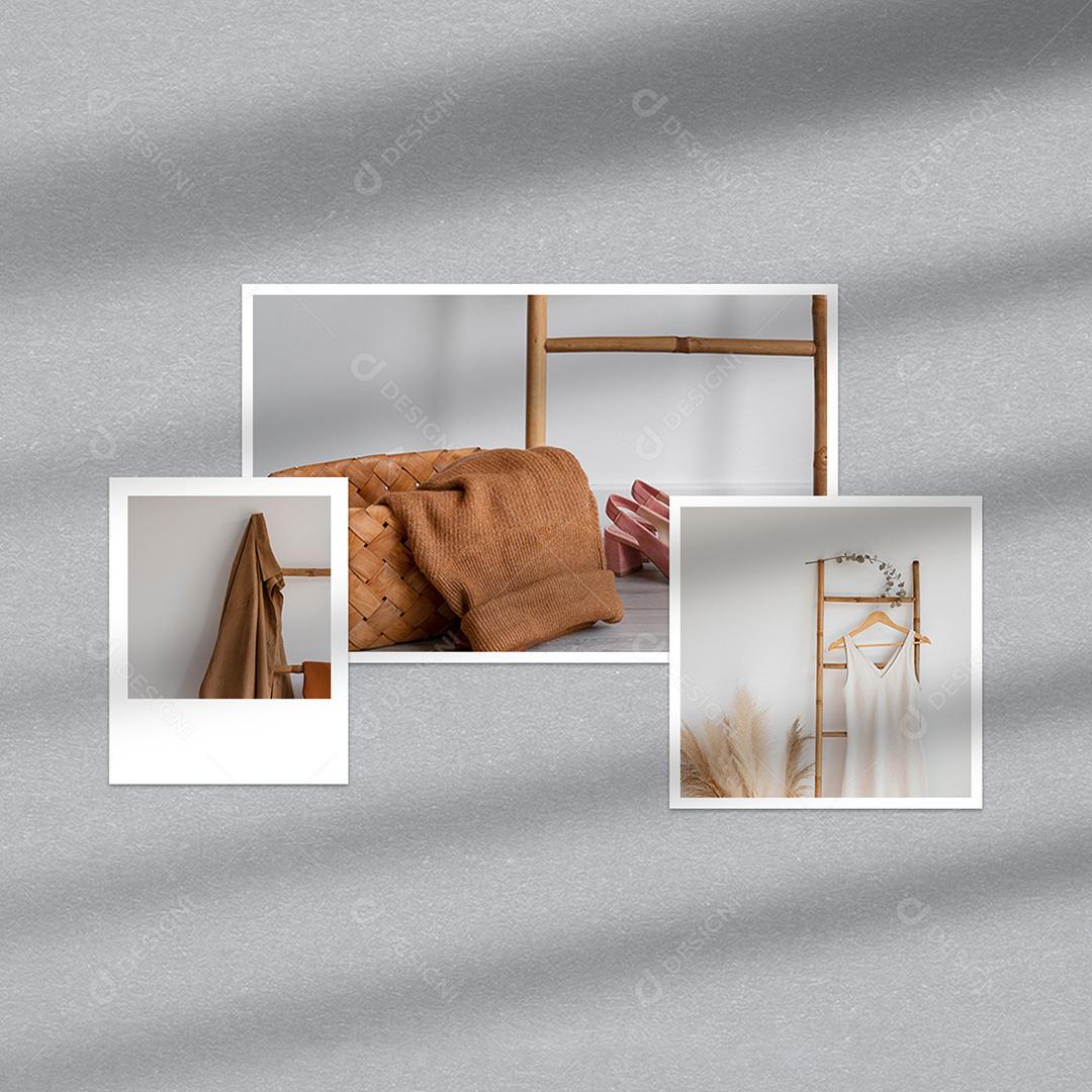 Mockup de Fotos em Papel PSD Editável