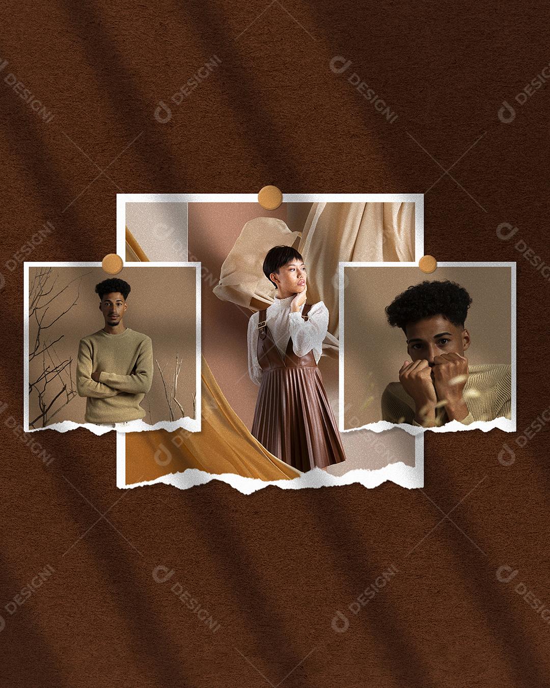 Mockup de Fotos em Papel PSD Editável