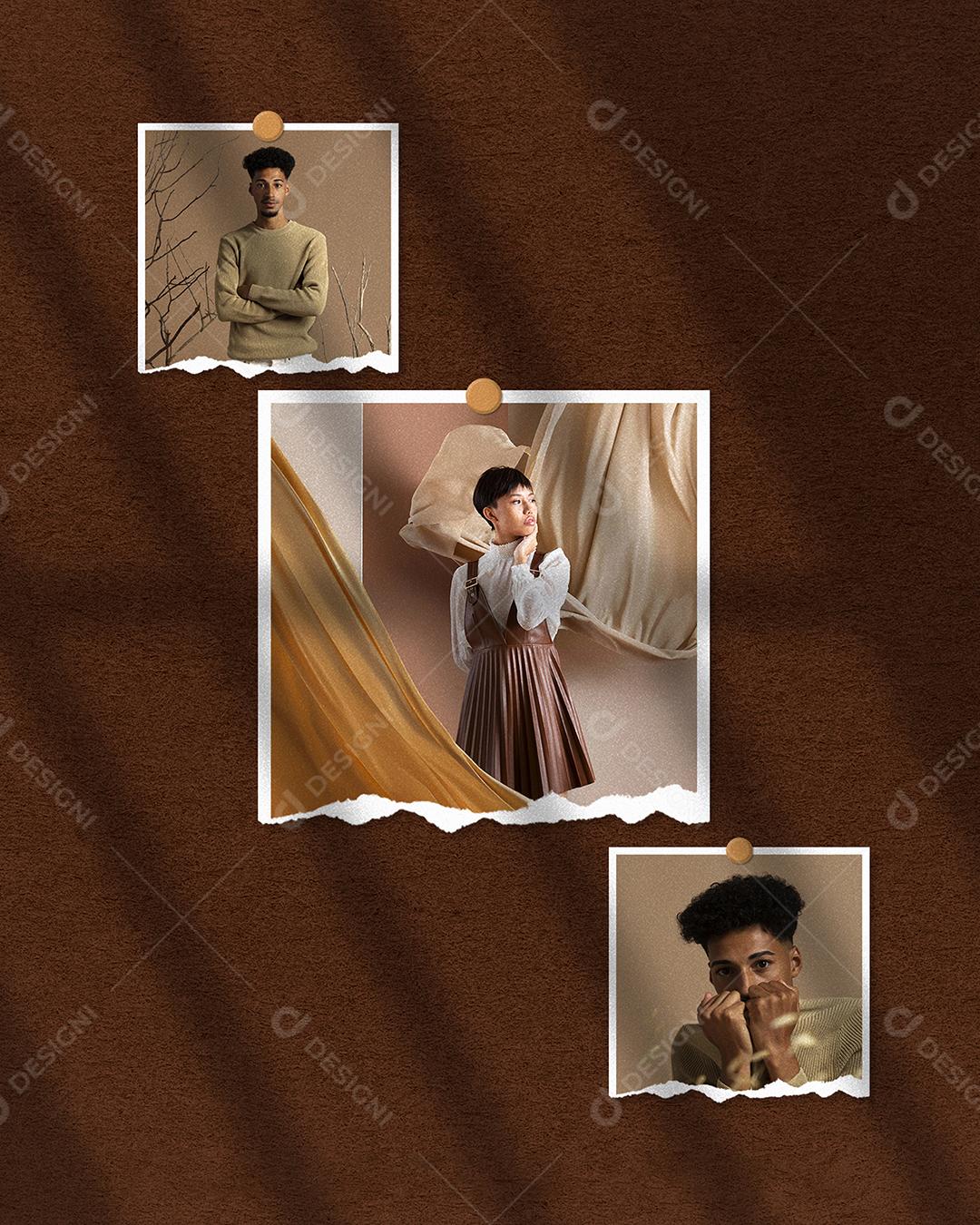 Mockup de Fotos em Papel PSD Editável