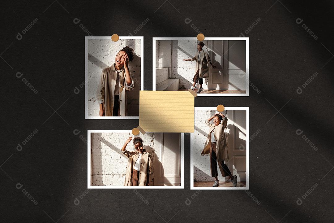 Mockup de Fotos em Papel rasgado Pendurado PSD Editável