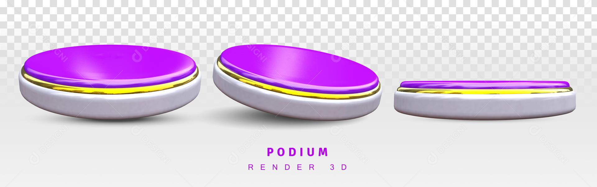 Podium 3D Roxo e Prata Elemento Para Composição PSD