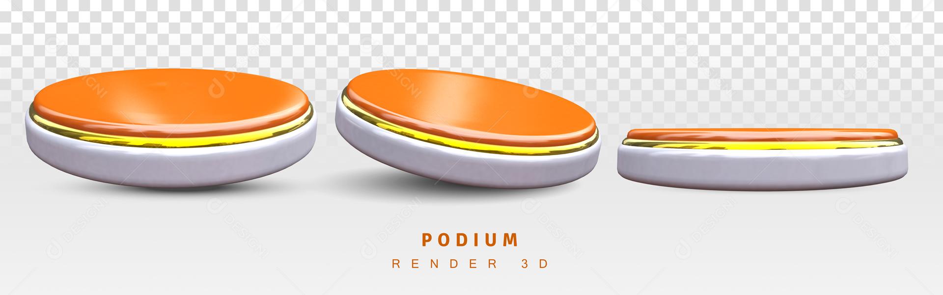 Podium 3D Laranjado e Prata Elemento Para Composição PSD