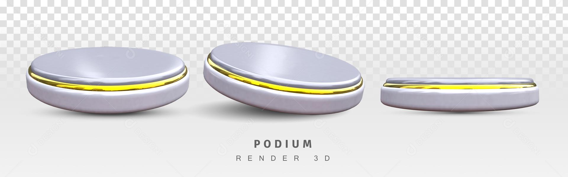 Podium 3D Prata Elemento Para Composição PSD