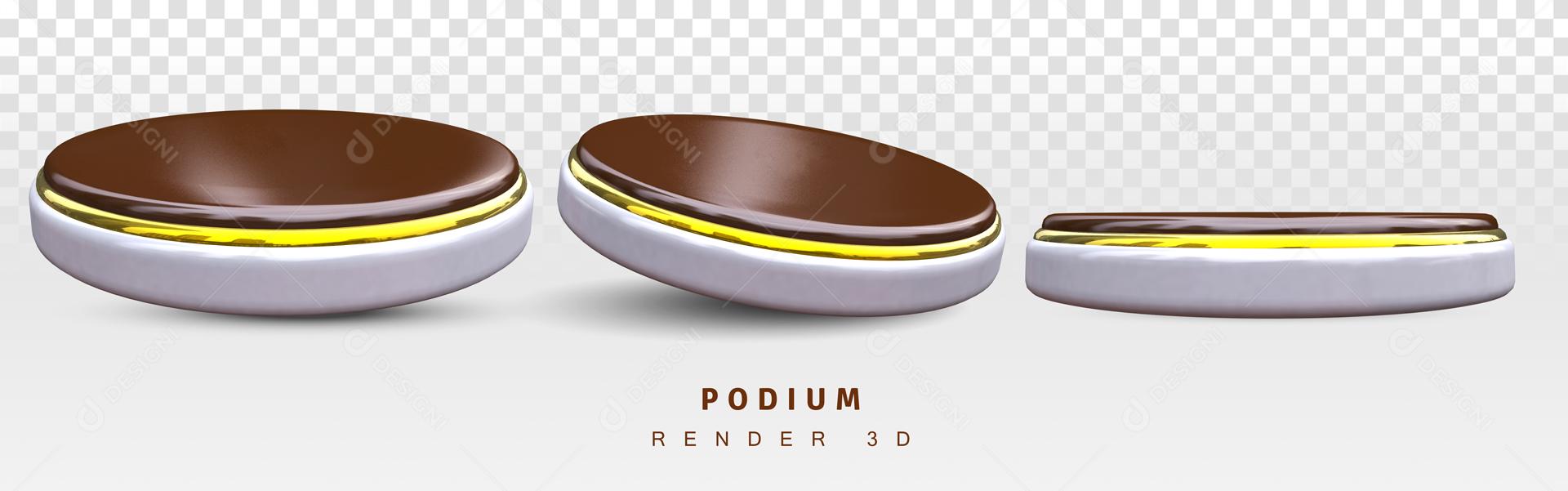 Podium 3D Marom e Prata Elemento Para Composição PSD