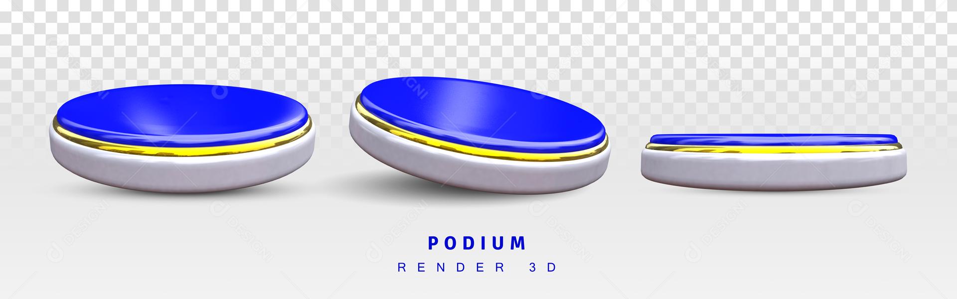 Podium 3D Azul e Prata Elemento Para Composição PSD