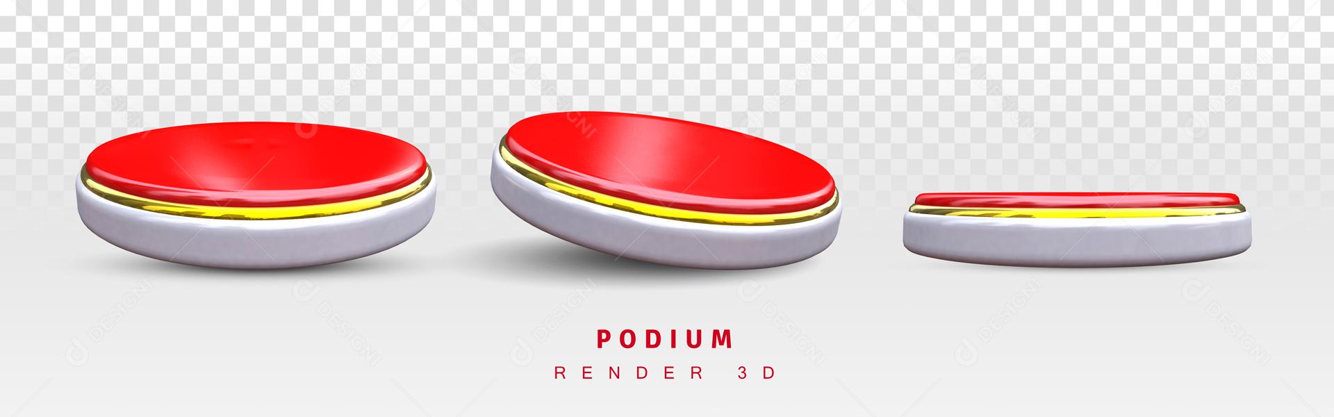 Podium 3D Vermelho e Prata Elemento Para Composição PSD