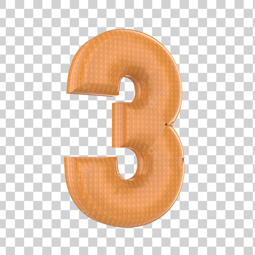 Número 3D 3 Elemento Para composição PSD