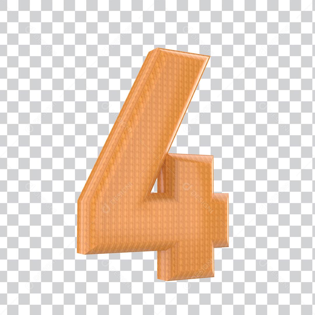 Número 3D 4 Elemento Para composição PSD