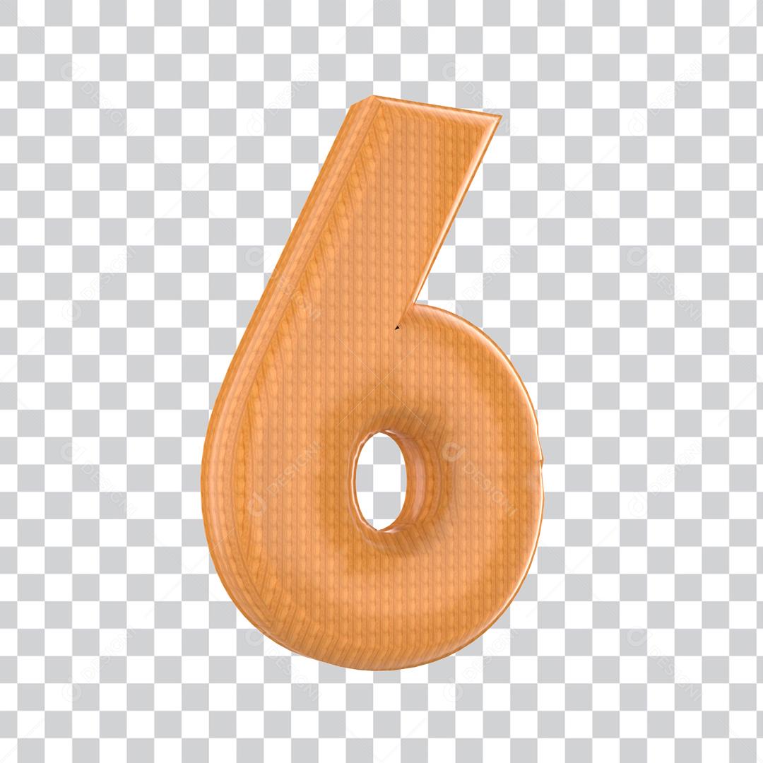 Número 3D 6 Elemento Para composição PSD