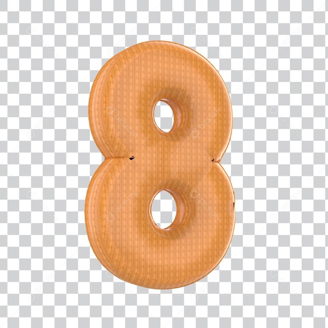 Número 3D 8 Elemento Para composição PSD