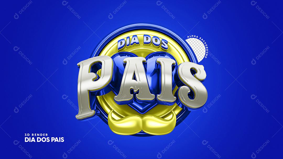 Dia Dos Pais Selo 3D Para Composição PSD