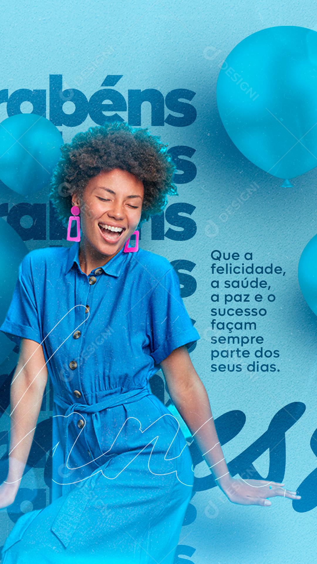 Story Que a Felicidade a Saúde Parabéns Vanessa Aniversário Social Media PSD Editável