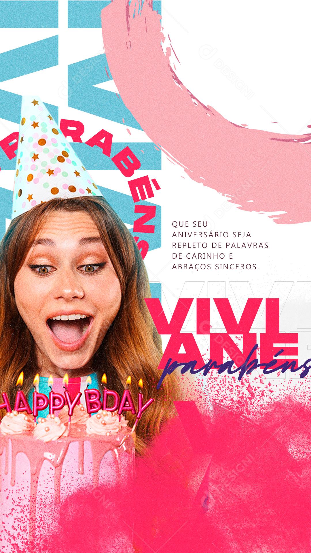 Story Que seu Aniversário seja Repleto de Palavras de Carinho Social Media PSD Editável