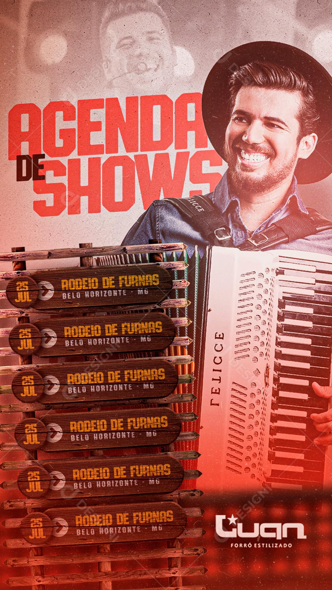 Story Agenda de Shows Luan Forró Estilizado Flyer Social Media PSD Editável