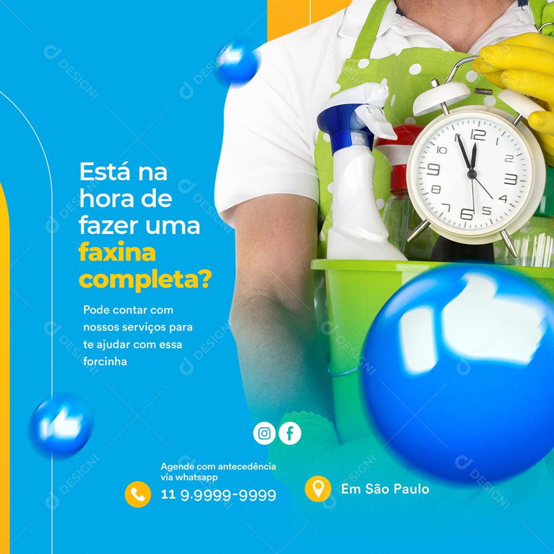 Social Media Está na hora de fazer uma Faxina Completa Diarista PSD Editável