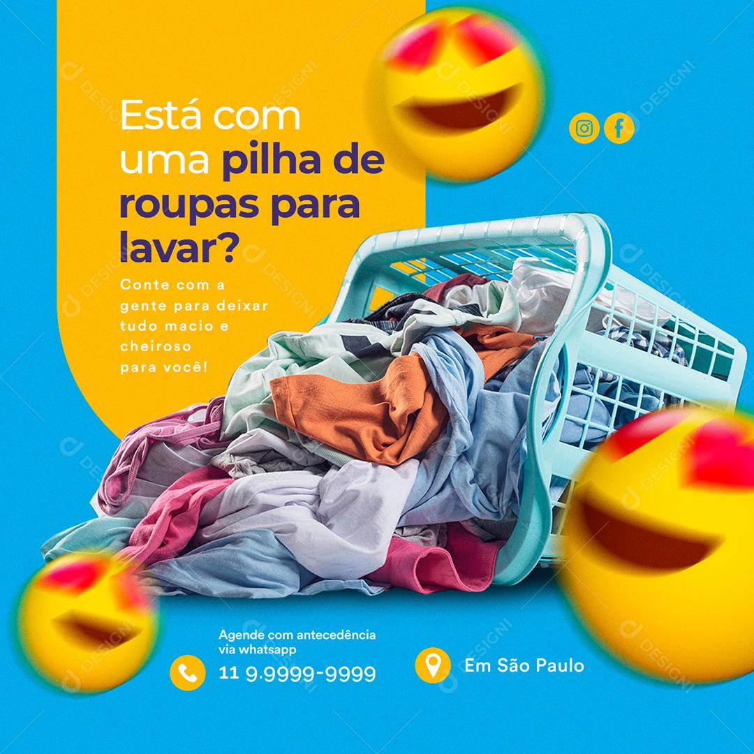 Social Media Está com uma Pilha de Roupa para Lavar Diarista PSD Editável