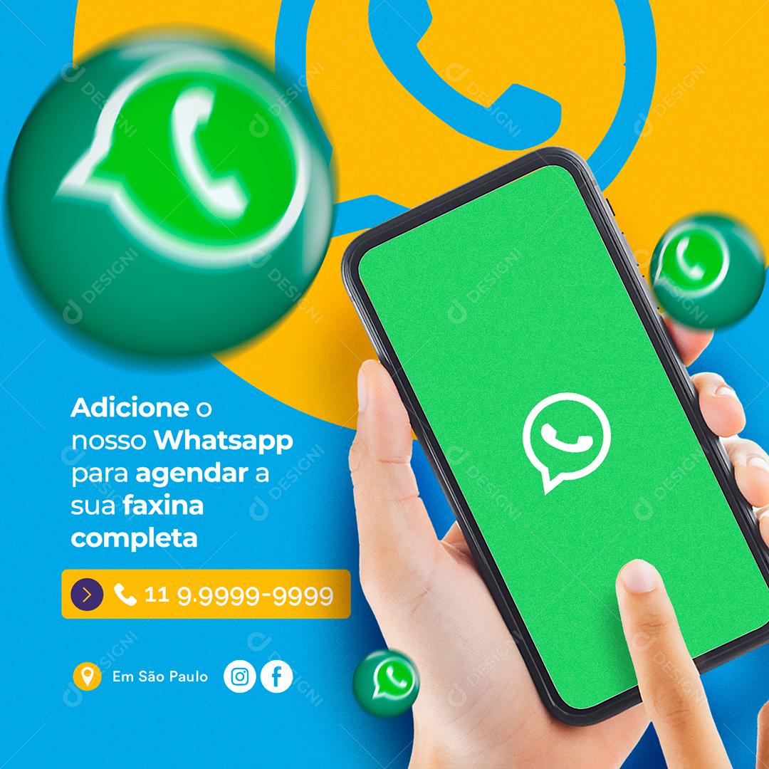 Social Media Adicione o Nosso Whatsapp Diarista PSD Editável