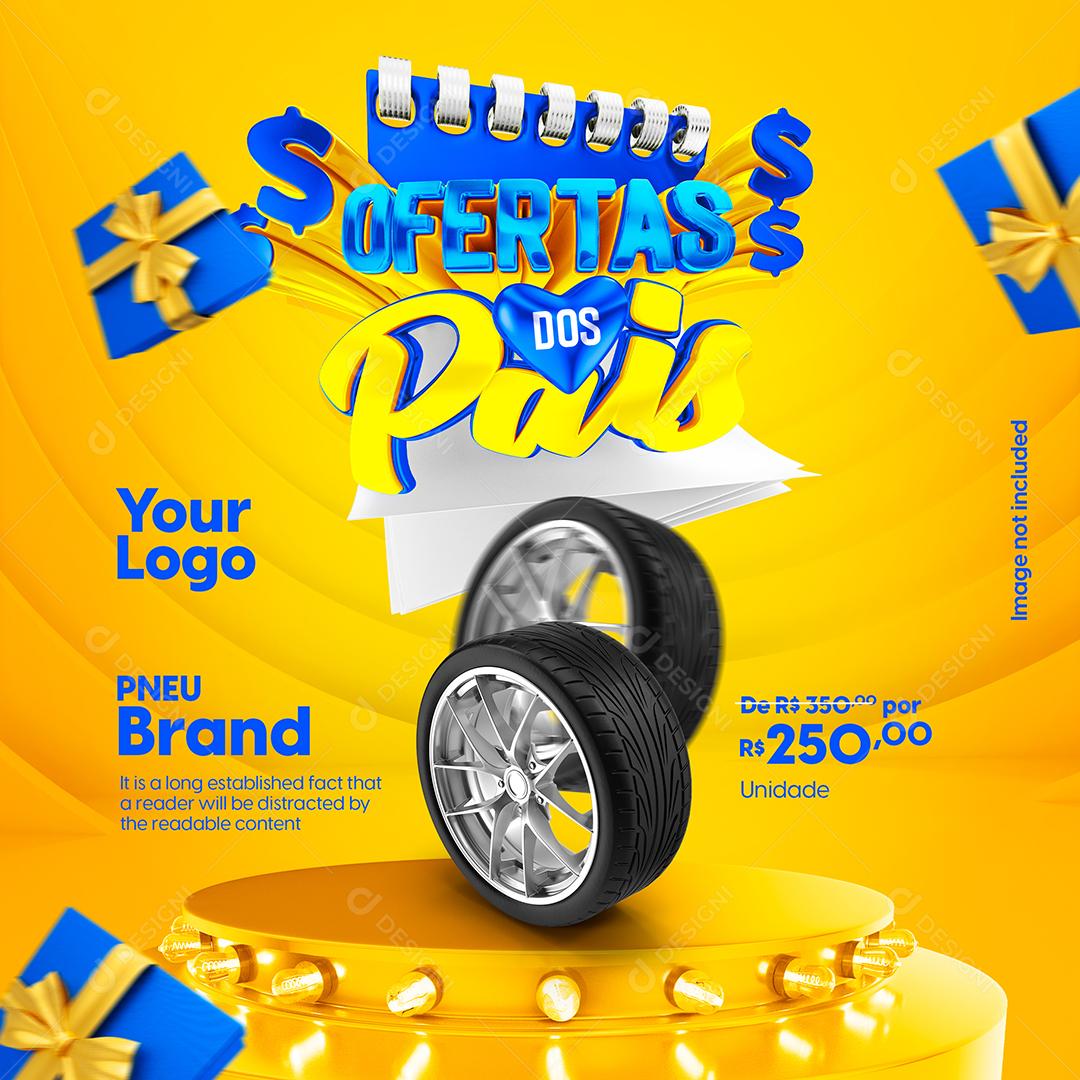 Social Media Ofertas dos Pais Pneu Carro PSD Editável