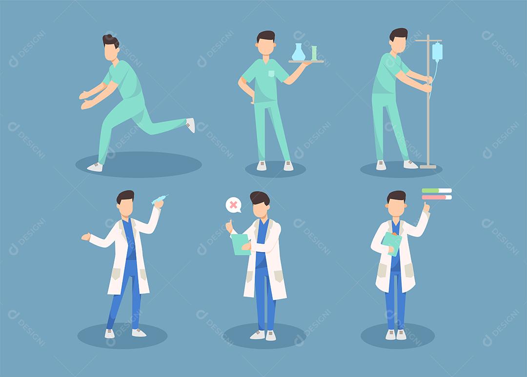 Conjuntos de personagens de 2 carreiras vários profissionais