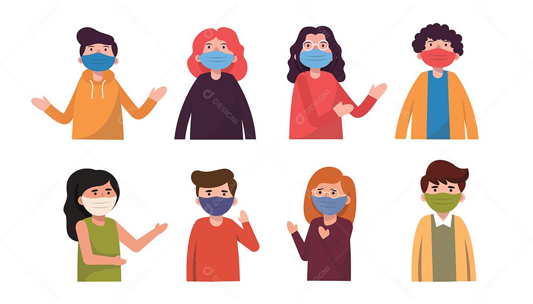 Ilustração vetorial de avatar multinacional, retrato Vetor EPS