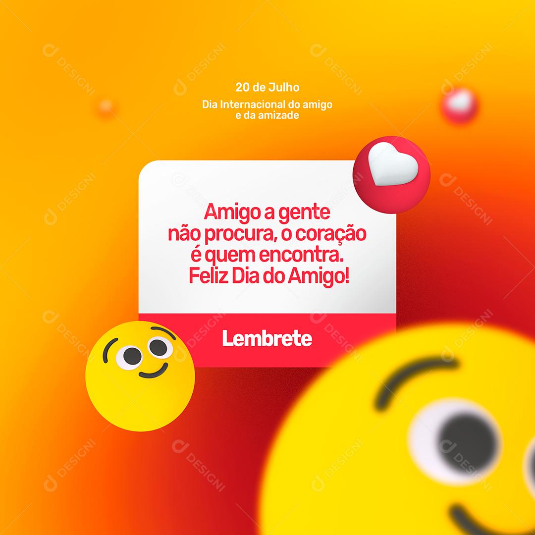 Social Media Feliz Dia do Amigo 20 de Julho PSD Editável