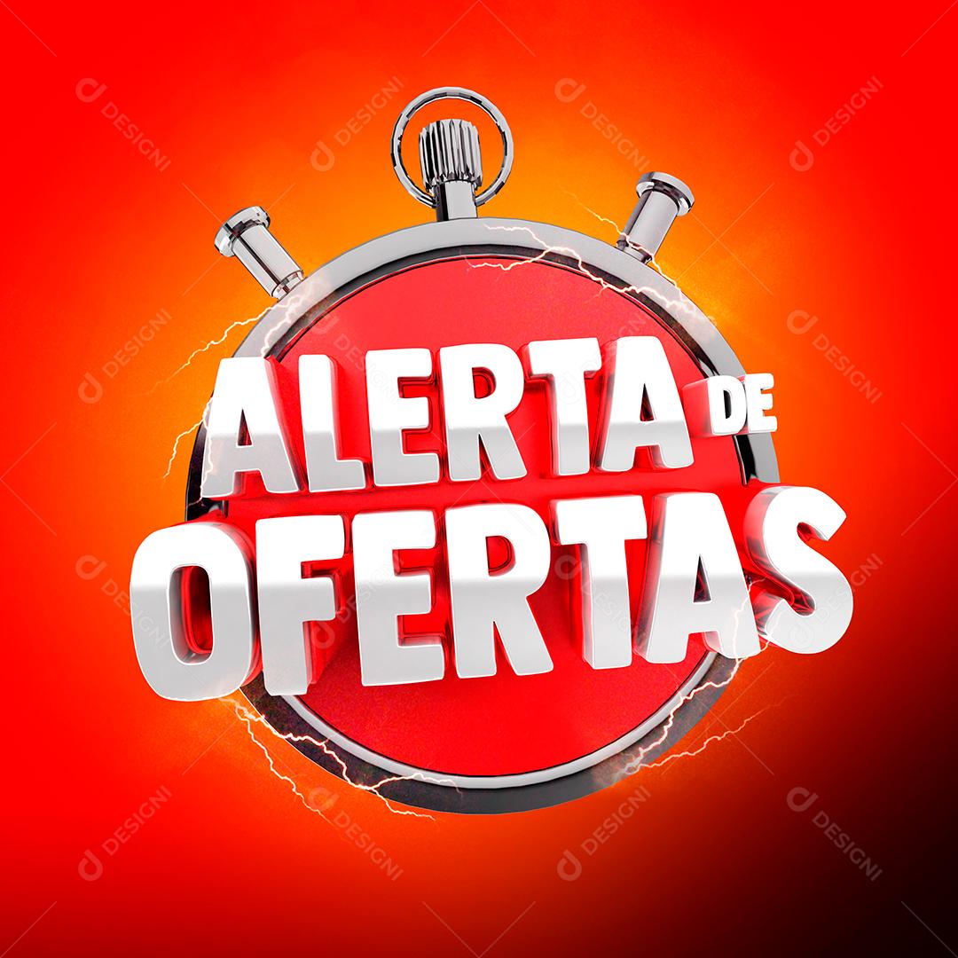 Selo 3D Alerta de Ofertas Para Composição PSD