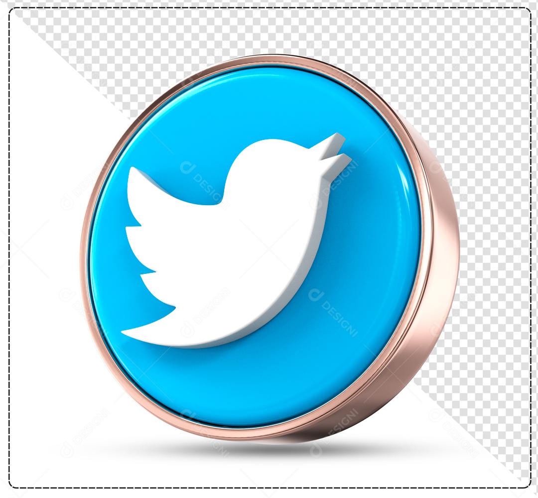 Twitter Elemento 3D Para Composição PSD
