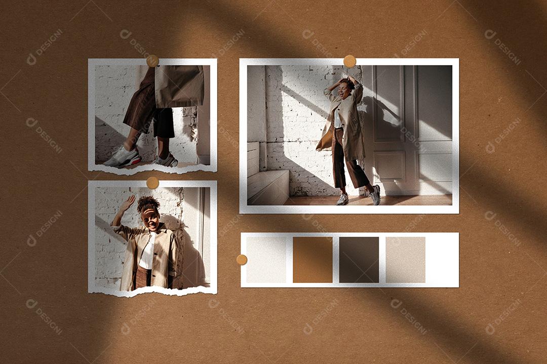 Mockup de Fotos em Papel PSD Editável