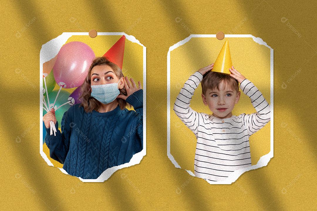 Mockup de Fotos em Papel PSD Editável