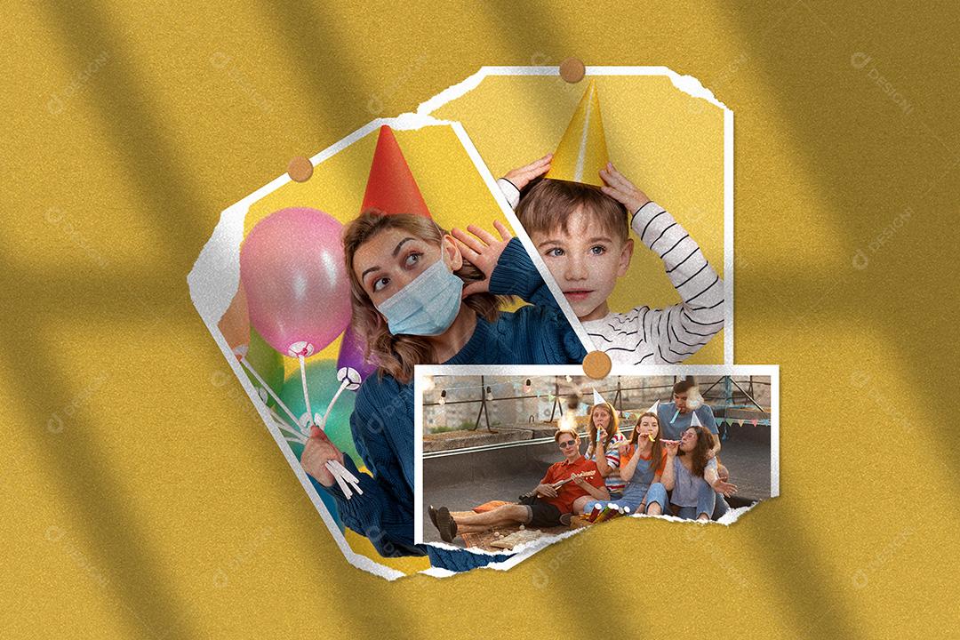 Mockup de Fotos em Papel PSD Editável