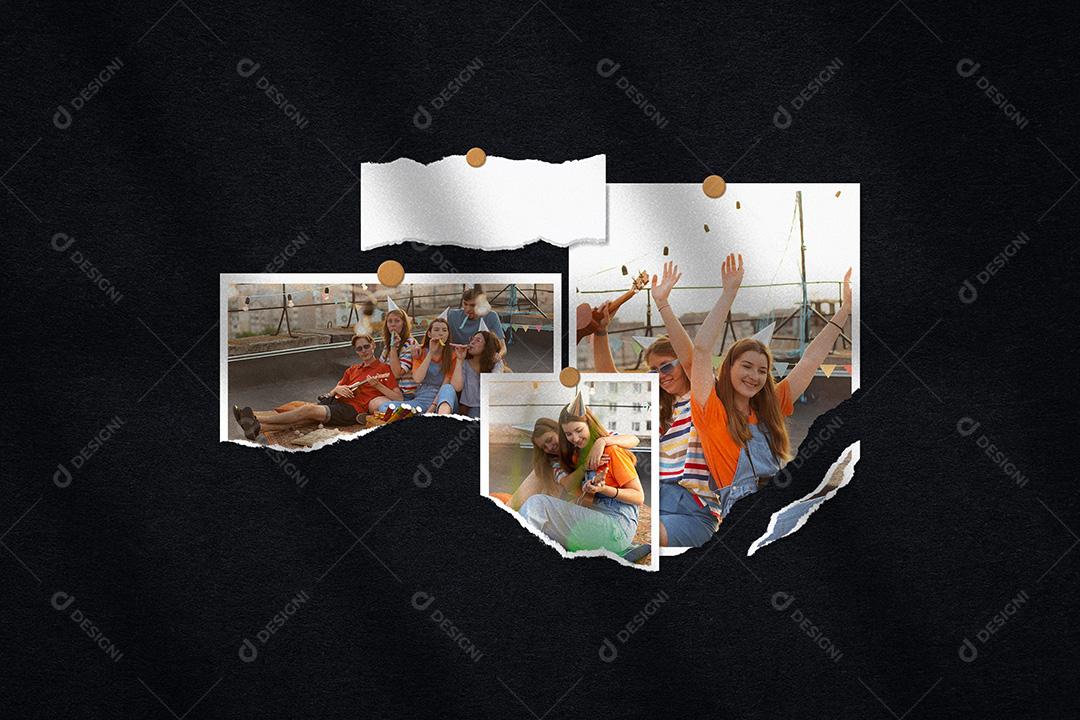 Mockup de Fotos em Papel PSD Editável