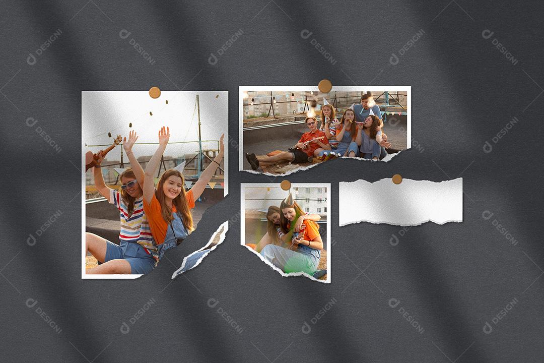 Mockup de Fotos em Papel PSD Editável