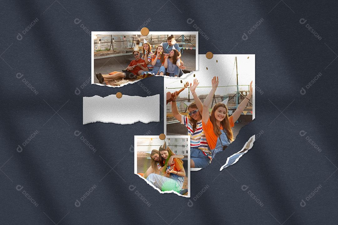 Mockup de Fotos em Papel PSD Editável