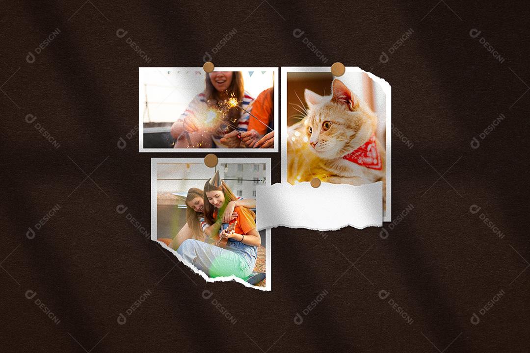 Mockup de Fotos em Papel PSD Editável