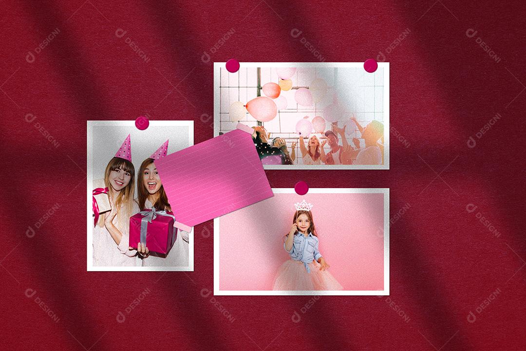 Mockup de Fotos em Papel PSD Editável