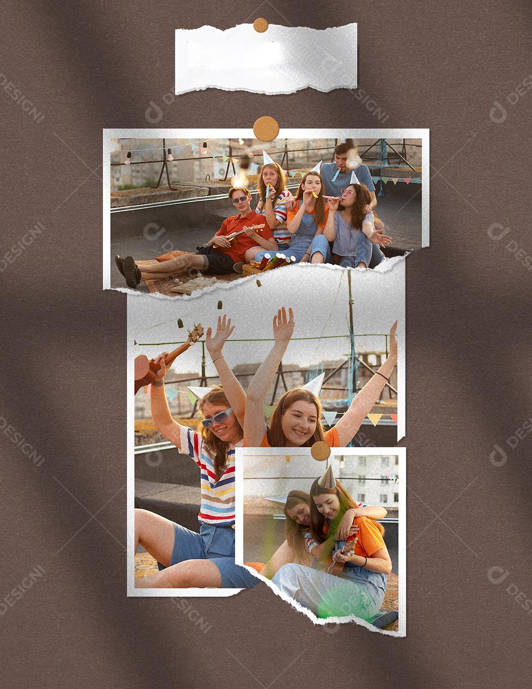 Mockup de Fotos em Papel PSD Editável