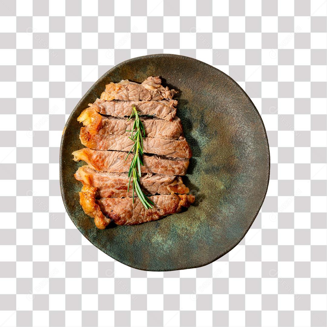 carne assada em prato escuro png de imagem transparente