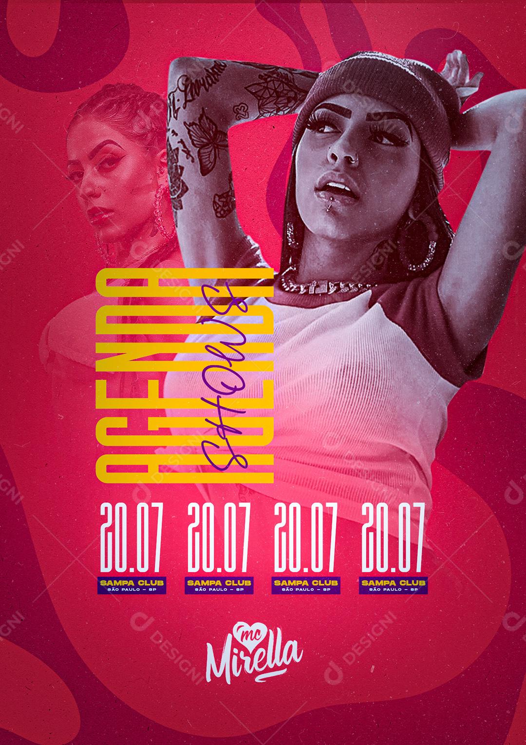 Social Media Agenda de Shows Mc Mirella Flyer PSD Editável
