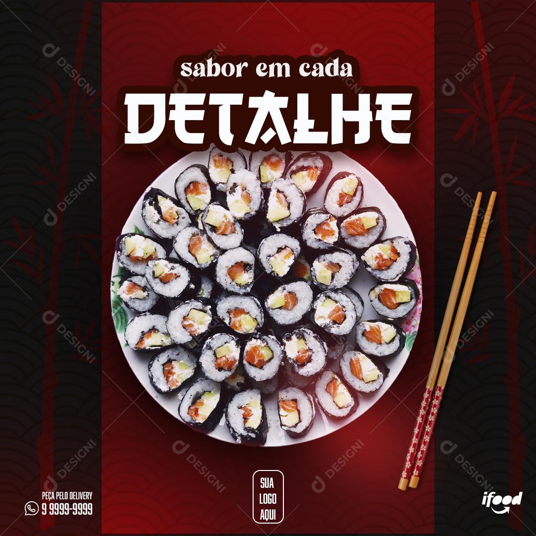 Post Comida Japonesa Sabor em Cada Detalhe Social Media PSD Editável