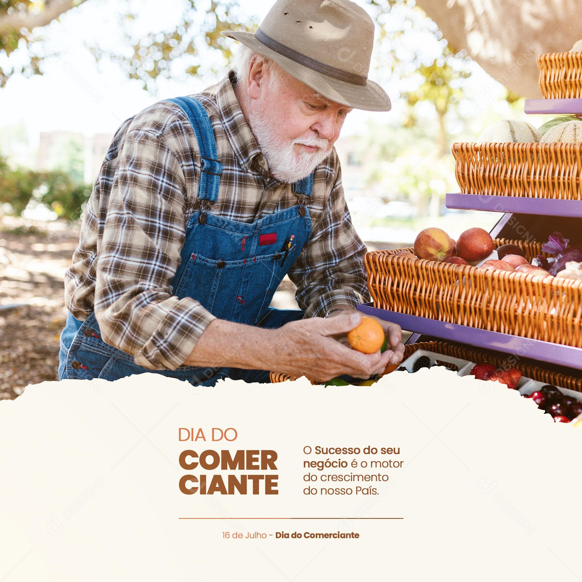 Dia do Comerciante 16 de Julho Social Media PSD Editável
