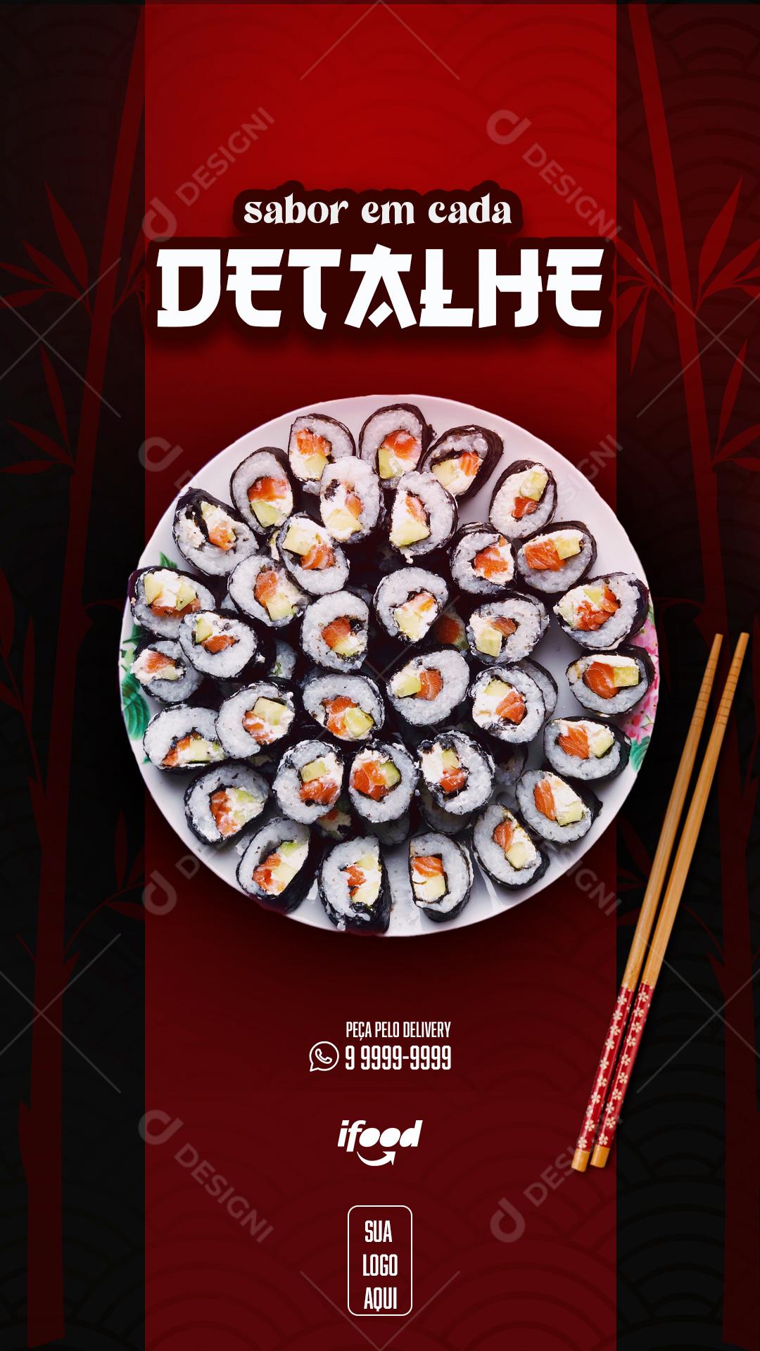 Post Story Comida Japonesa O Melhor Sushi da Cidade Social Media PSD Editável