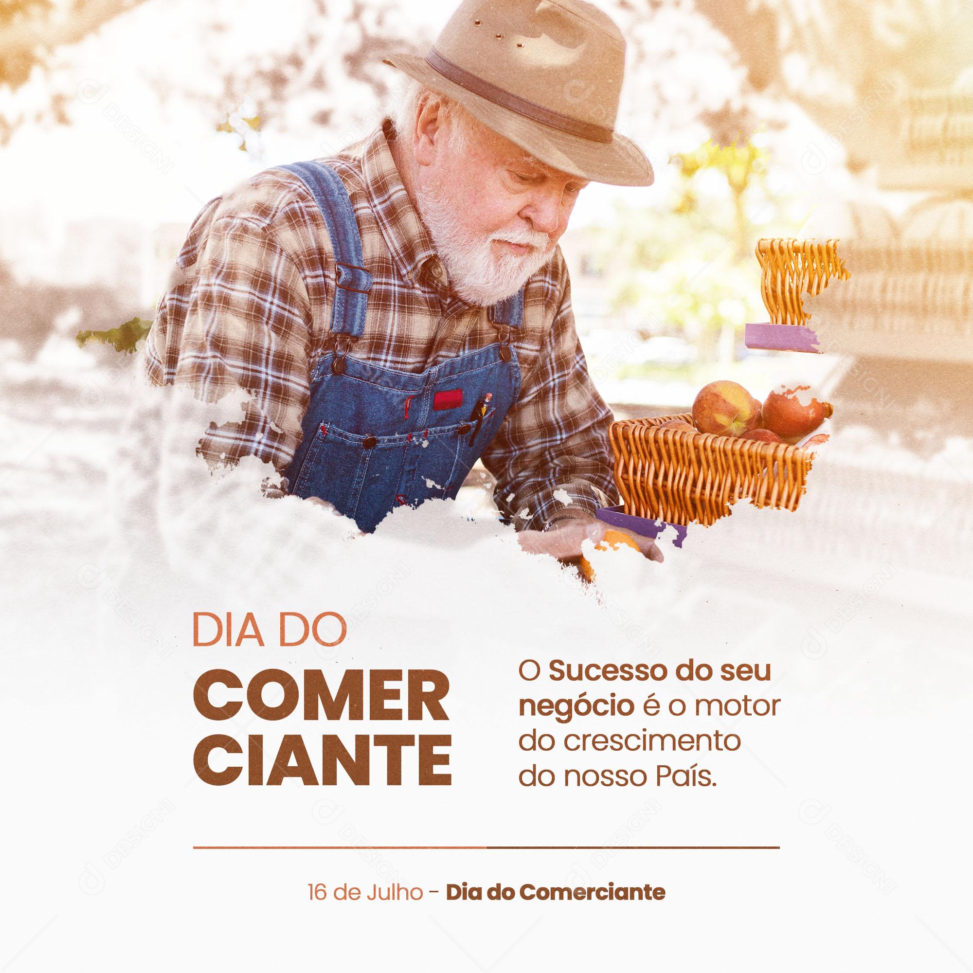 Dia do Comerciante 16 de Julho Social Media PSD Editável