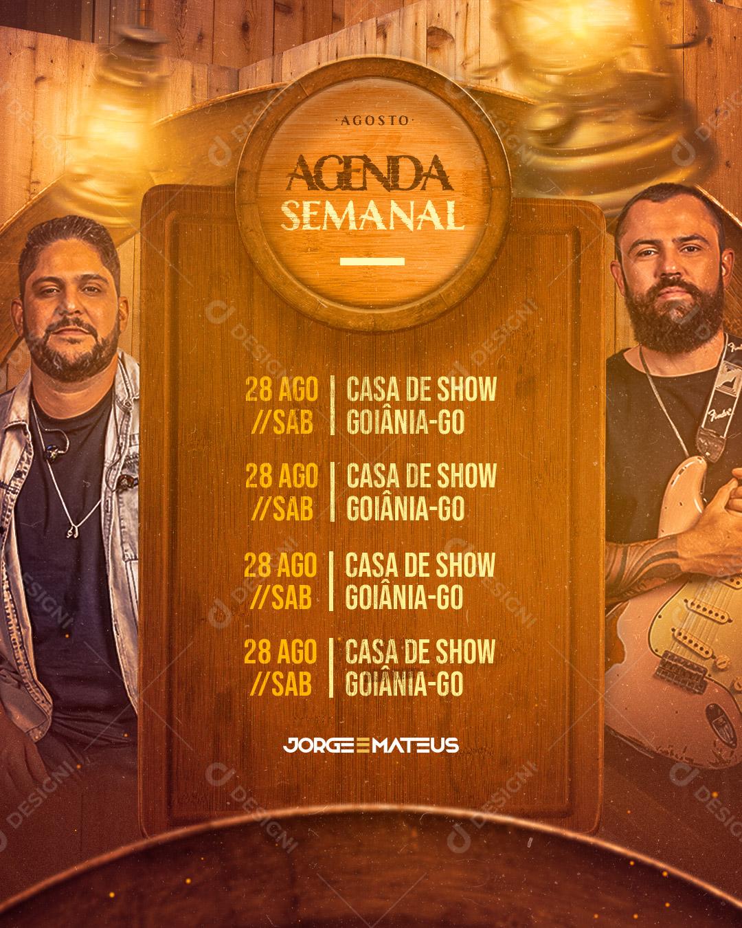 Flyer Agenda Semanal Show Jorge e Mateus Media PSD Editável