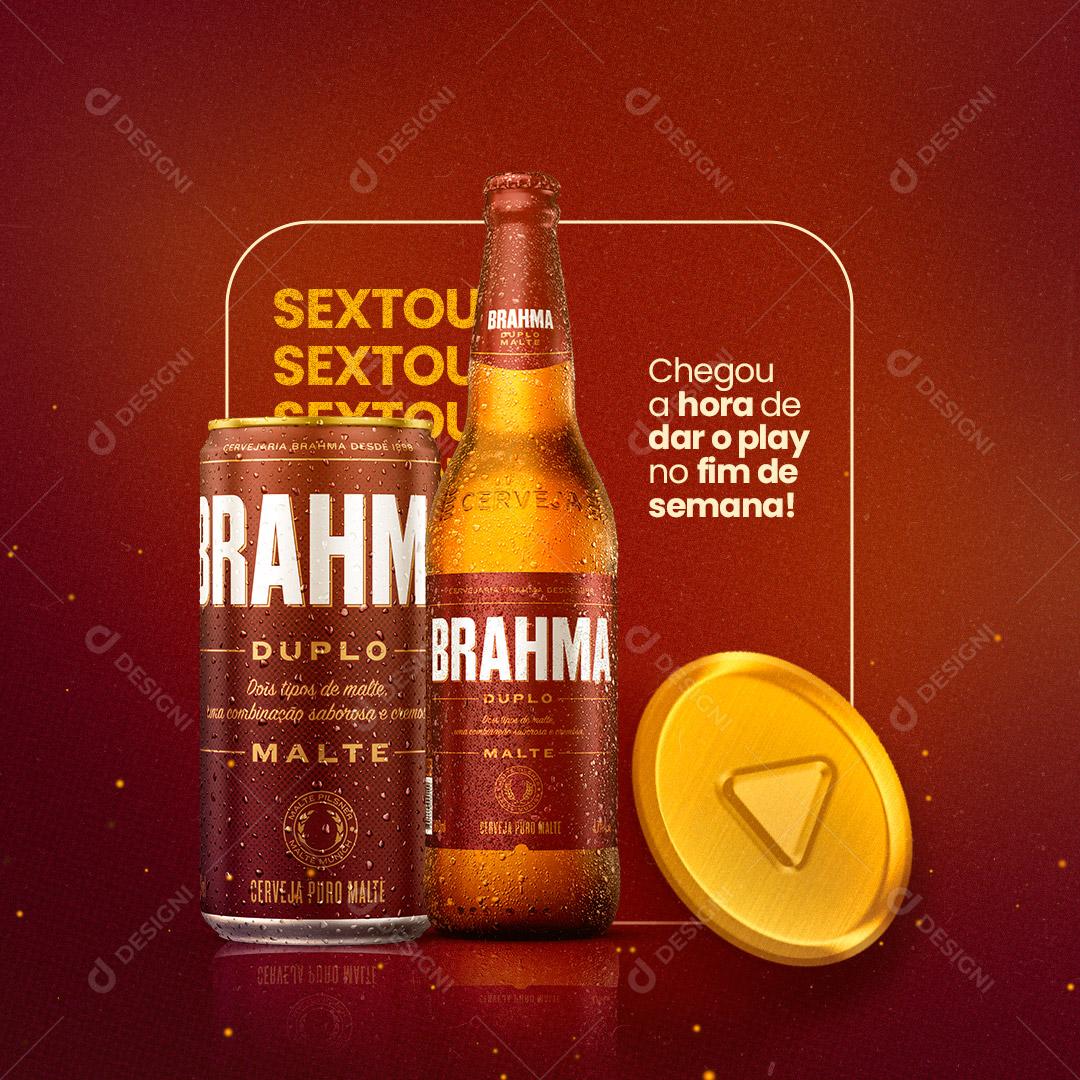 Post Sextou Bebidas Cerveja Gelada Brahma Social Media PSD Editável