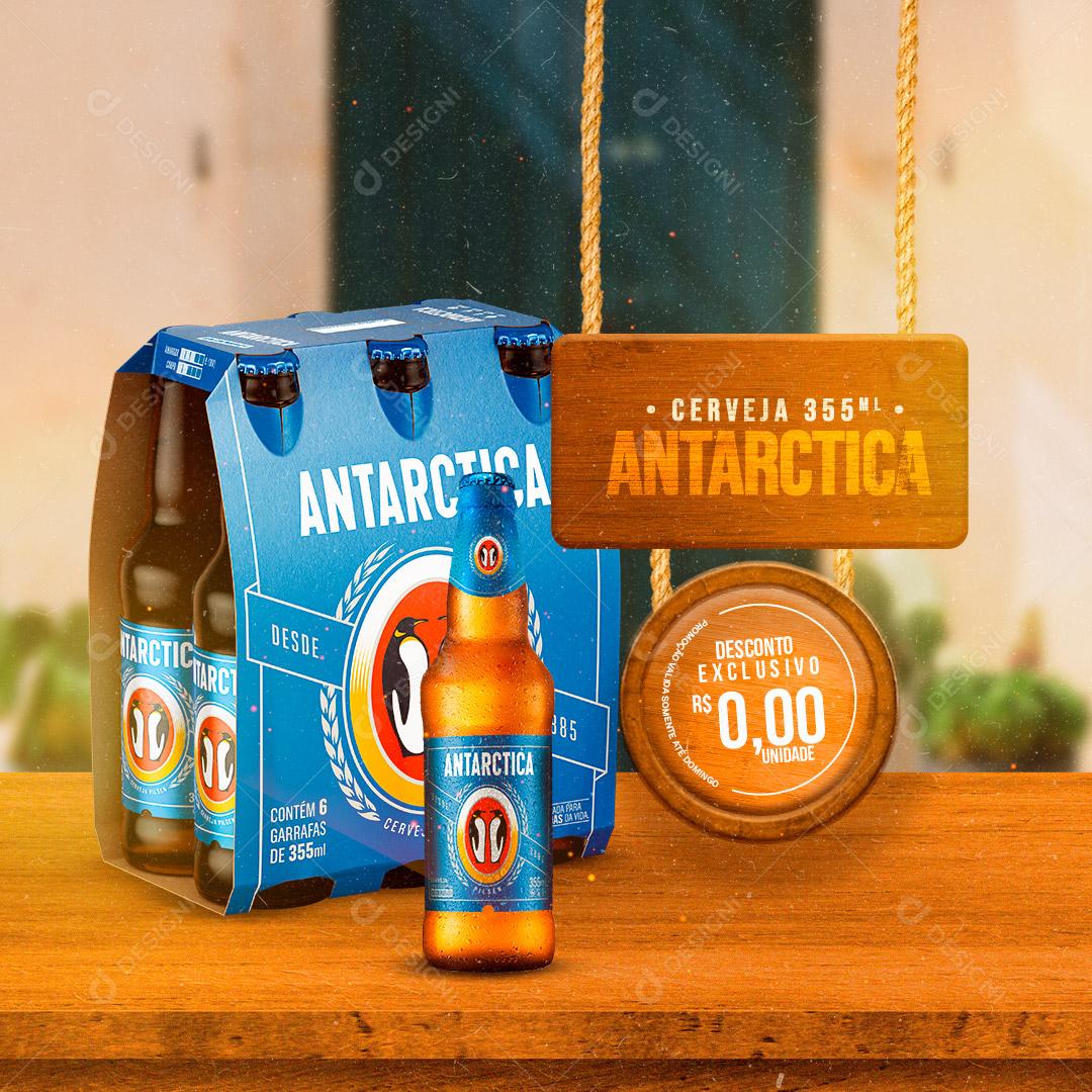 Post Bebidas Cerveja Antarctica Social Media PSD Editável